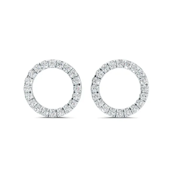 Diamond Open Circle Stud Earrings